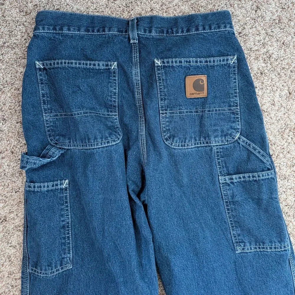 Carhartt B13 DST Dungaree Fit Carpenter Denim Blue Work Jeans Women's 29x30